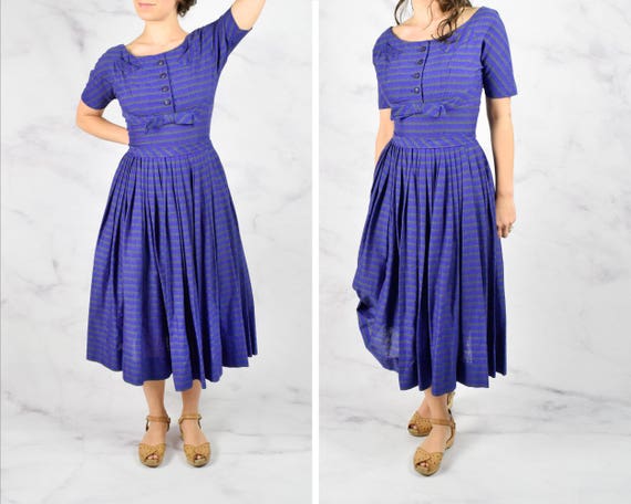 1950s Striped Silk Noil Dress by Parade New York 2