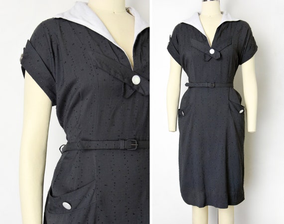 1950s Sheath Dress Size Large Pinup Pocket Dress E