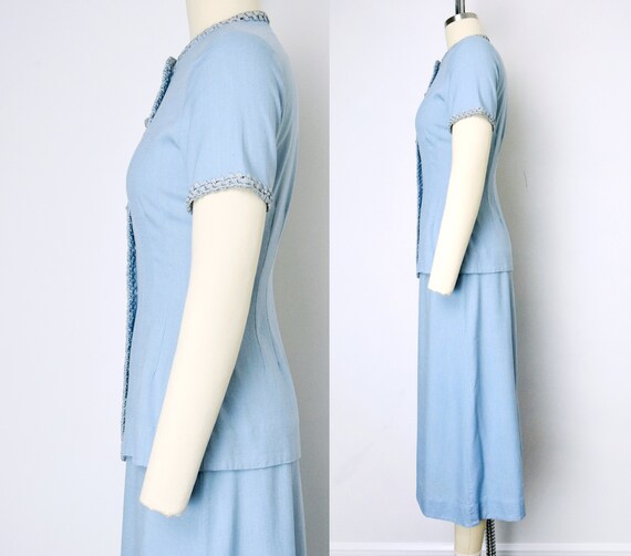 1940s Linen Dress Set Size XS 40s 40s Two Piece D… - image 4