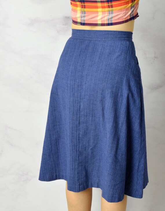 1970s A Line Skirt Size XS - Small 70s Skirt Blue… - image 5