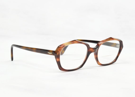 1970s Tortoise Shell Polygon Glasses Frames in Br… - image 5