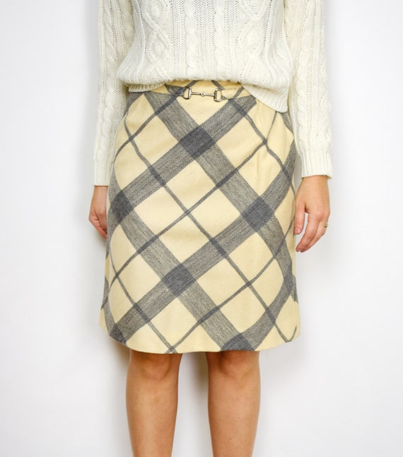 1960s Plaid Skirt Size XS A Line Minimalist Skirt - image 6