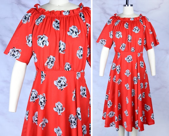 1970s Scarlet Botanicals Dress in Poppy / Peonie P