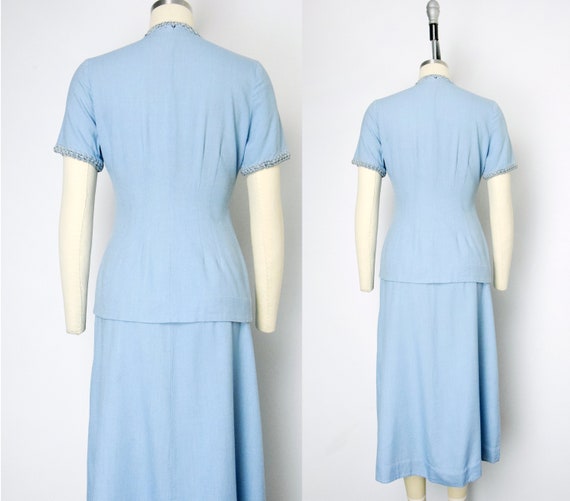 1940s Linen Dress Set Size XS 40s 40s Two Piece D… - image 5