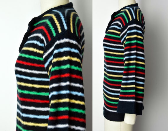 1970s Rainbow Striped Sweater Size Small 70s Bell… - image 3