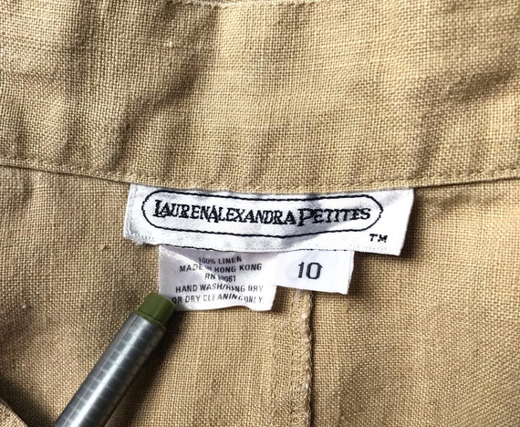 1990s Linen Skirt Size Small 90s Khaki Linen Mini… - image 10