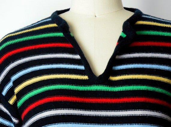 1970s Rainbow Striped Sweater Size Small 70s Bell… - image 7