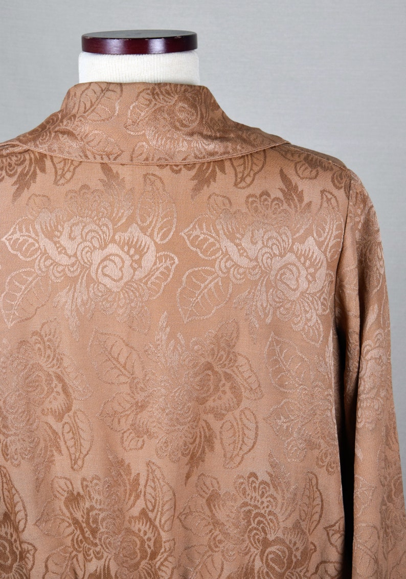 Early 1920s Damask Bishop Sleeve Blouse in Caramel Size Medium