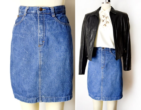 1980s Denim Skirt Size XS - Small 80s Jean Skirt … - image 1