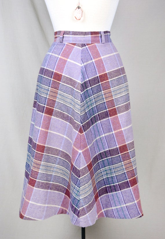 1970s Plaid Skirt Size XS 70s Plaid A Line Skirt … - image 4