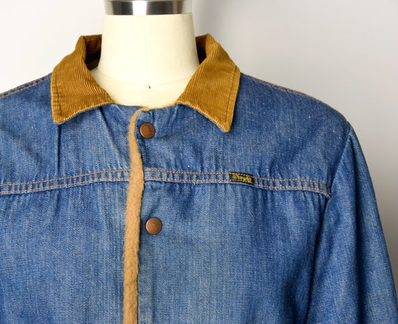 1970s Wrangler Denim Jacket Size Small 70s Faux F… - image 6