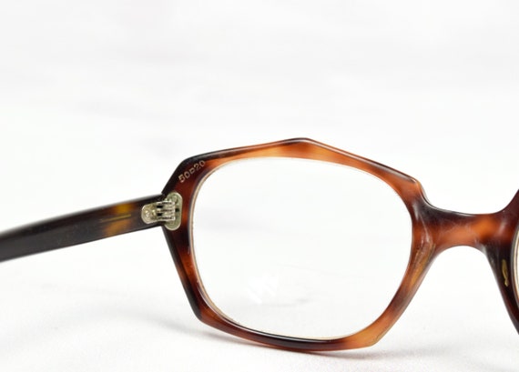 1970s Tortoise Shell Polygon Glasses Frames in Br… - image 8