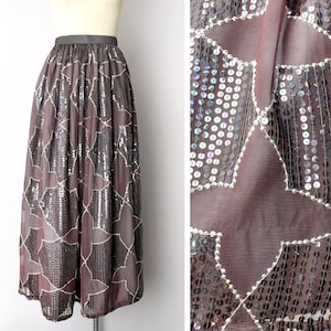 1990s Sequined Skirt Size XS 90s Formal Skirt Iridescent Sequin Maxi Skirt Vintage Sequin Full Skirt