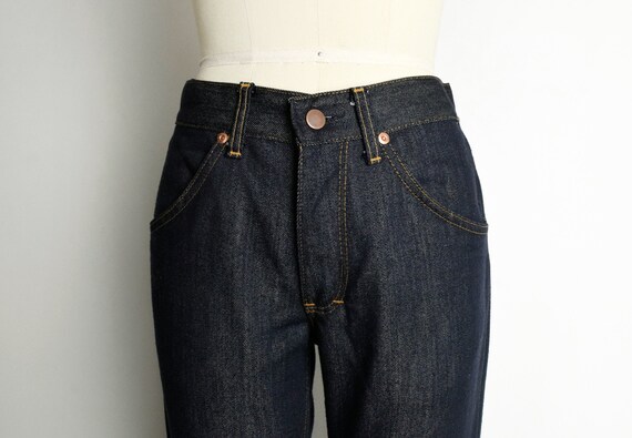 1970s Boot Cut Jeans Size XS 70s Dark Wash Vintag… - image 7