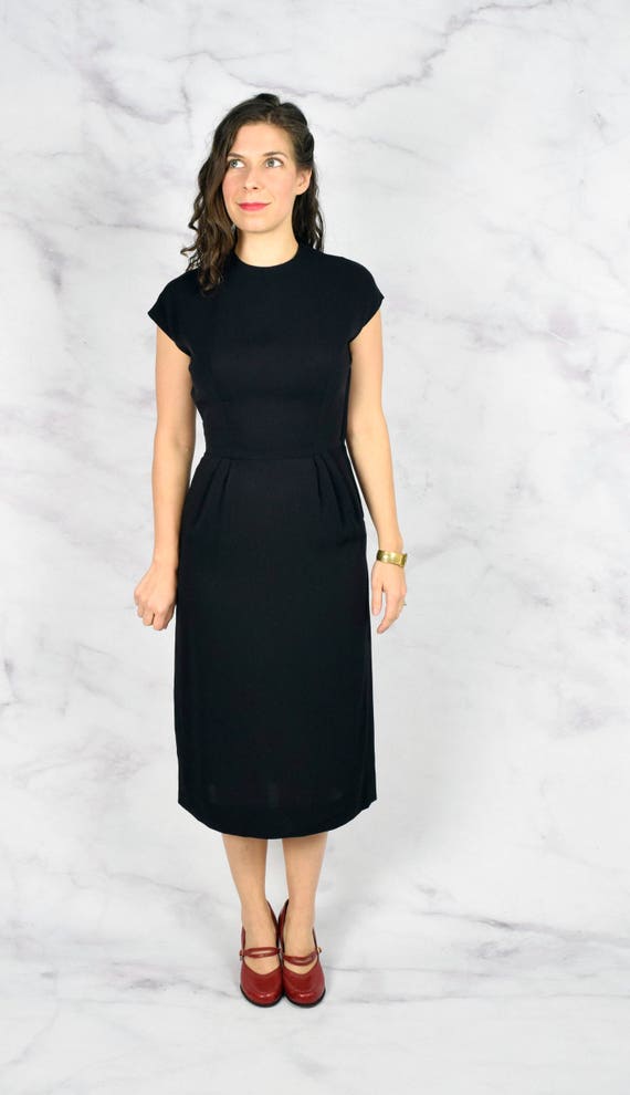 1940s Mark Robbins Minimalist Little Black Dress … - image 8