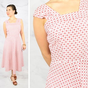 1950s Seersucker Sundress Size Small 50s Dress Star Shaped Floral Pattern Vintage Dress image 1