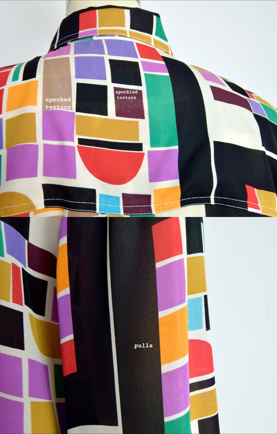 1980s Abstract Silk Blouse Size Medium 80s Rainbo… - image 10