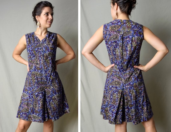 1950s Paisley Batik Romper Split Skirt Dress Plays