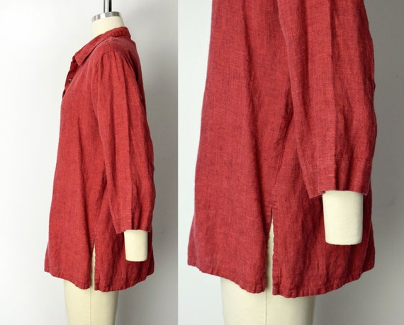 1990s Linen Blouse Size Large 90s Minimalist Line… - image 3