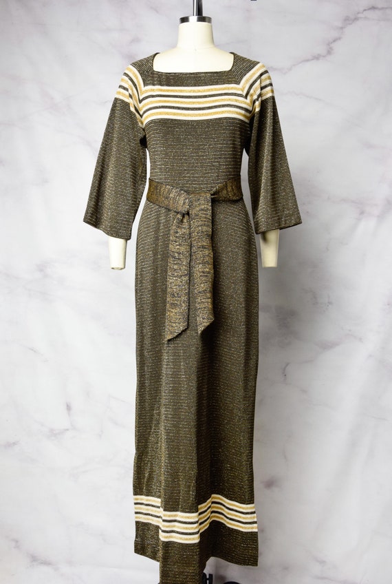 1970s Metallic Maxi Dress Size Medium - Medium La… - image 7