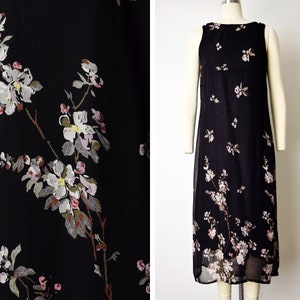 1990s Floral Dress Size Small 90s Rayon Midi Dress Vintage Floral Dress Boho Dress