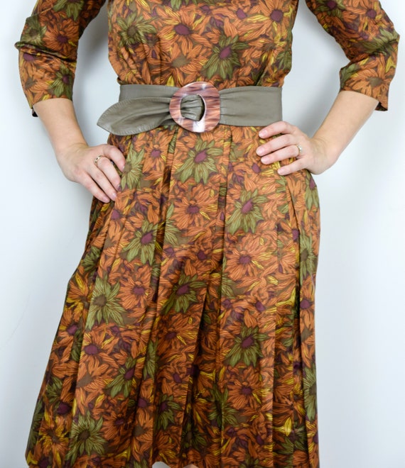 1960s Autumnal Dress Size Small 60s Fall Colors D… - image 4