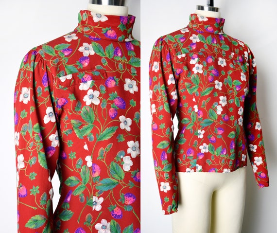 1970s Emanuel Ungaro Blouse Size XS 70s Strawberr… - image 2