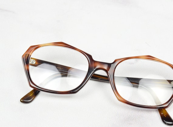 1970s Tortoise Shell Polygon Glasses Frames in Bro