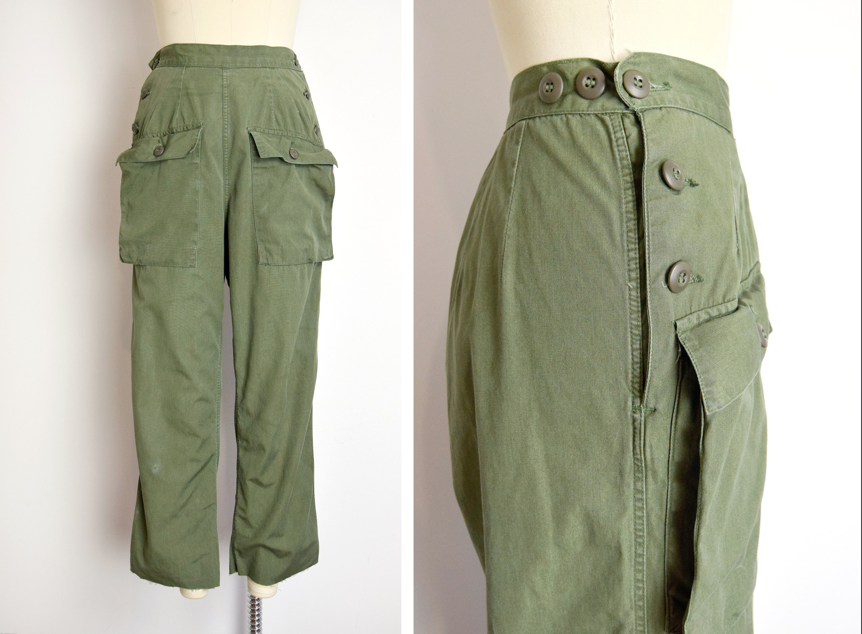 Ladies High Waist Blue Military Style Cargos – Top Rank Vintage