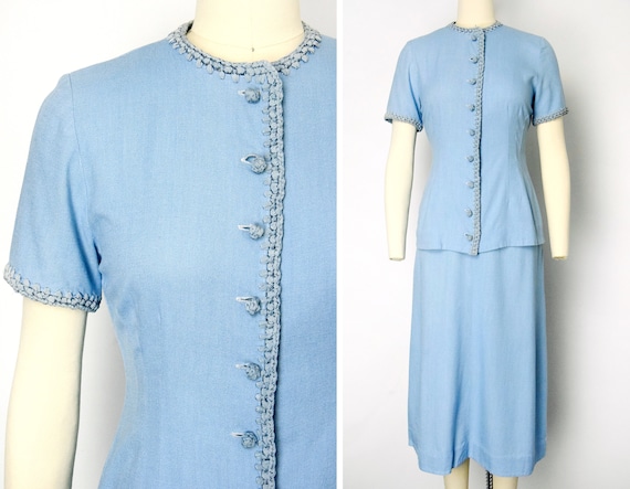 1940s Linen Dress Set Size XS 40s 40s Two Piece D… - image 1