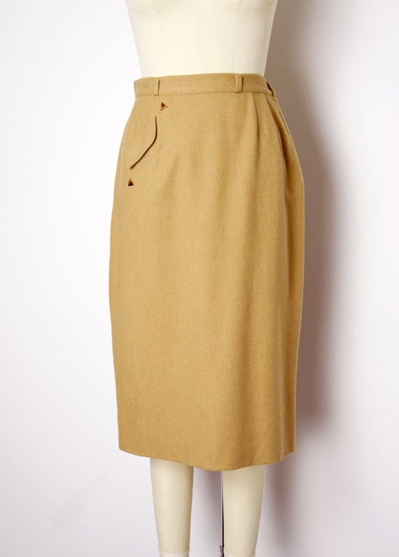 1950s Camel Pencil Skirt Size Small 50s Skirt Vin… - image 3