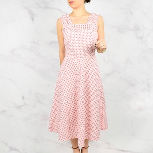 1950s Seersucker Sundress Size Small 50s Dress Star Shaped Floral Pattern Vintage Dress image 9