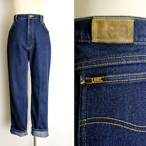 1980s Lee Jeans Size Large 80s Lee Riders Vintage High Waisted Denim Dark Wash Jeans