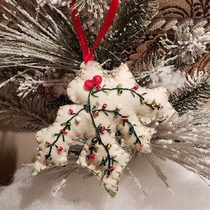 Felt Ornament/Holly Ornament/Handmade Ornament/ Beaded Ornament
