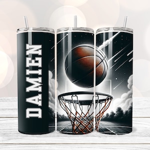 Basketball Tumbler with Name PNG Tumbler Wrap 20 oz Skinny Tumbler Sublimation Design Digital Download Team Custom Name Tumbler Design