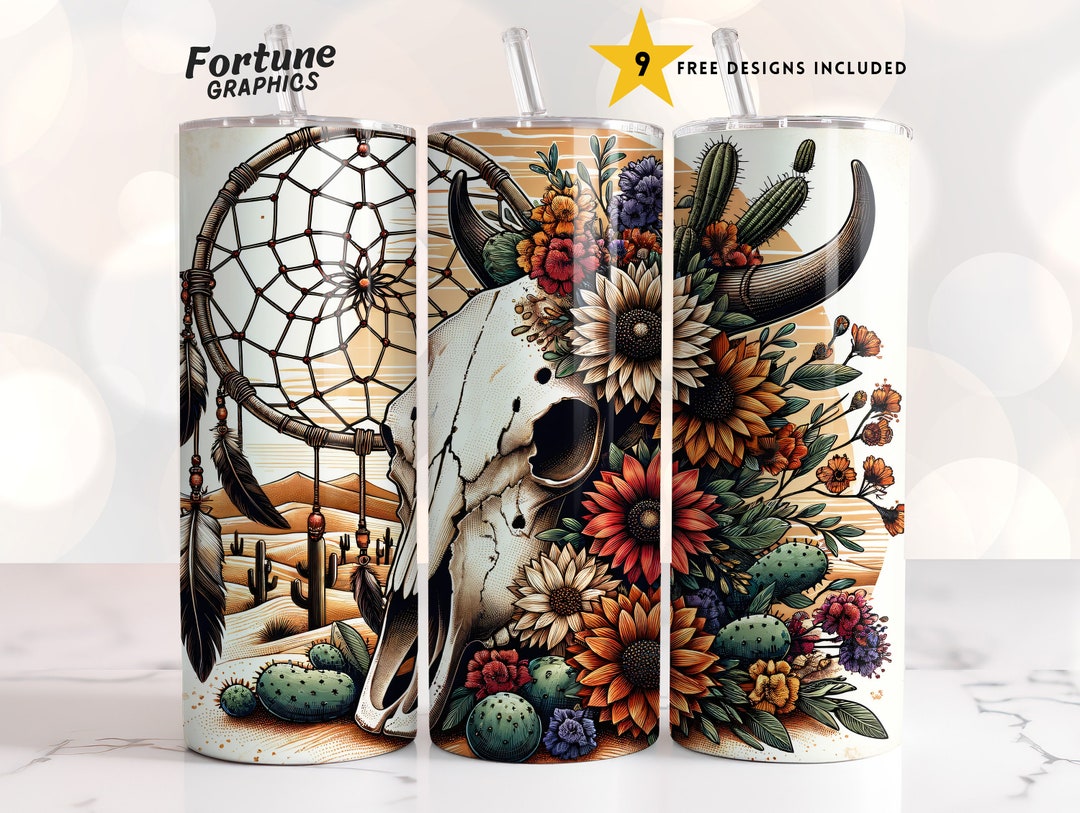 Cowboys Tumbler Wrap Skull | Southwest Tumbler Png Desert Tumbler Wrap ...