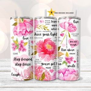 Self Affirmation Tumbler Wrap 20 oz Skinny Tumbler Sublimation Design Digital Download PNG Instant | Inspiration Motivational Tumbler Wrap