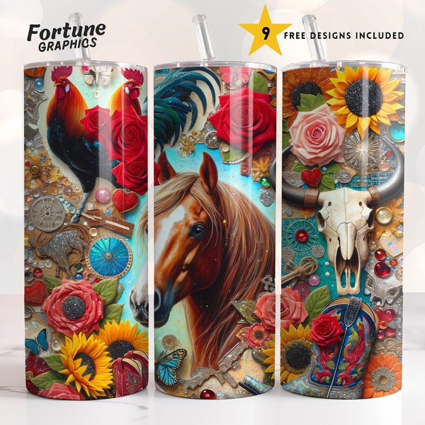 Horse And Farm Tumbler Png Horse And Sunflower Tumbler Wraps Western 20 oz Skinny Tumbler Sublimation Design For Woman Digital Download PNG
