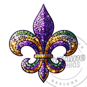 Namaakborduurwerk Fleur de Lis Png Faux Pailletten Mardi Gras Png Louisiana Shirt Sublimatie Design DTF-overdracht Flor de lis Digitale Download
