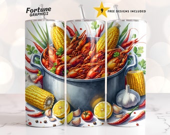Crawfish Tumbler Wrap Png Mardi Gras Crawfish Season Tumbler Wrap Louisiana 20 oz Skinny Sublimation Design Digital Download Corn Cook Out