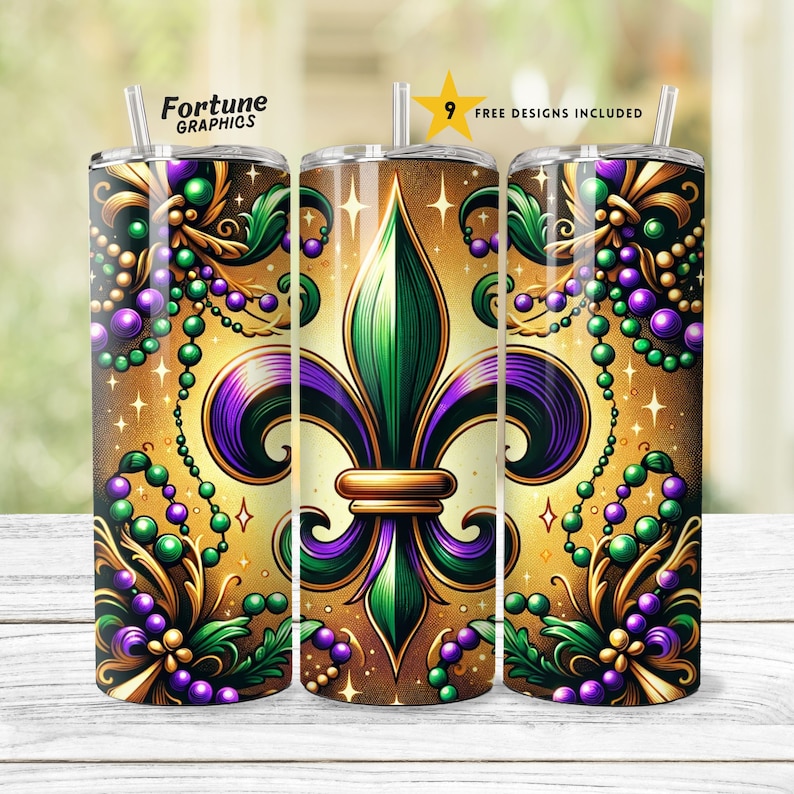 mardi gras tumbler with handle