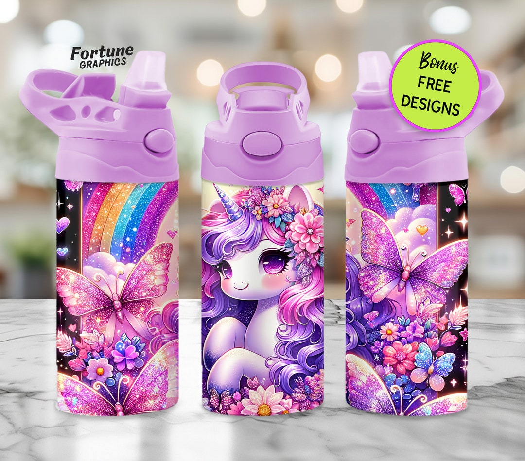 Butterfly Unicorn Tumbler Wrap for Kids 12 Oz Flip Top Butterfly ...