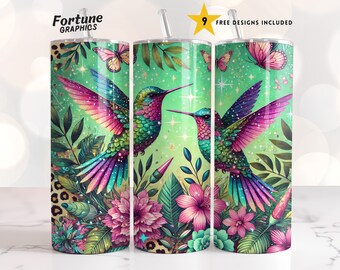 Hummingbird Tumbler Wrap, 20 oz Skinny Sublimation Tumbler Designs, Hummingbird Sublimation Tumbler Design, Floral Tumbler Wrap Digital File