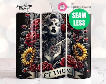 Let Them Tumbler Wrap, Affirmation Motivation 20oz Skinny Straight Tumbler Png, Let Them Sublimation Design, Positive Quote Digital Download