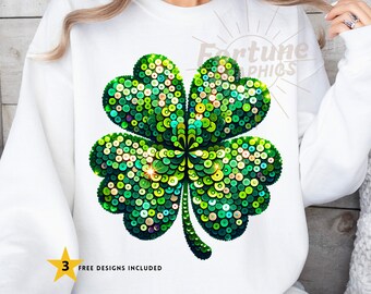 Sparkly Shamrock png St Patricks Day Clover Faux Sequin Shamrock Png St Pattys Day Sublimation Design DTF Transfers Digital Download PNG