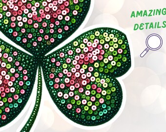 Faux Embroidery Shamrock Png Faux Sequin Shamrock png St Patricks Day Clover Shirt Sublimation Design DTF Transfer St Patty Digital Download