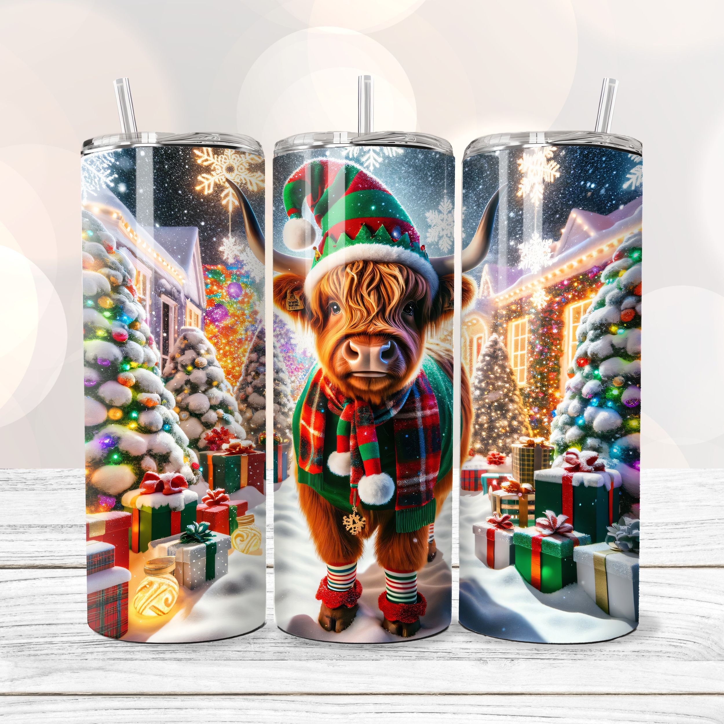 Highland Cow Tumbler Wrap Bundle Western Christmas Gift Sublimation ...