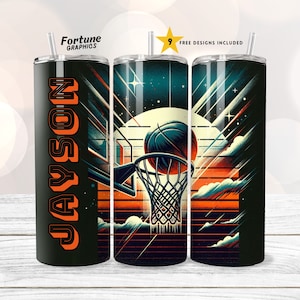 Basketball Tumbler with Name PNG Tumbler Wrap with Name Men 20 oz Skinny Tumbler Sublimation Design Digital Download Team Tumbler Design