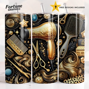 Hair Dresser Tumbler Png Hair Hustler Hairstylist Tumbler Wrap Hairdresser Png Gold Black Hair Stylist Sublimation Design 20 oz Digital