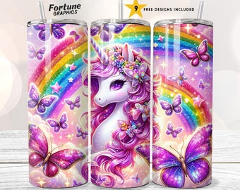 Kids Tumbler Designs Unicorns Tumbler png Rainbow Horse Anime Tumbler Wrap Girl Pink 20oz Skinny Tumbler Sublimation Design Digital Download